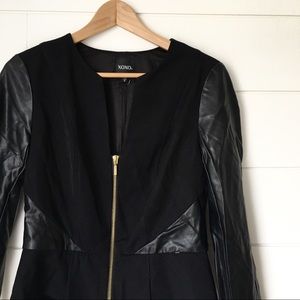 XOXO Faux Trim Leather Blazer Jacket